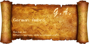 German Ambró névjegykártya